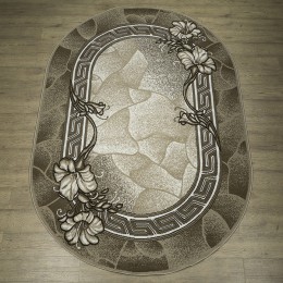 Ковер Лайт Карпет Рисунок 26514 Овал Бежево-Корчиневый